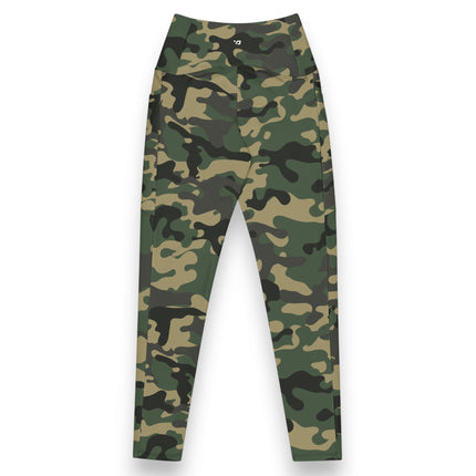MALLAS DEPORTIVAS DE CINTURA ALTA CON CAMUFLAJE JUNGLE JADE (BOLSILLOS)