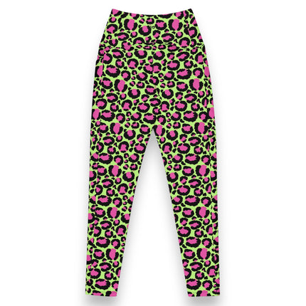 LIME ZEST LEOPARD HIGH-WAISTED LEGGINGS (Pockets)