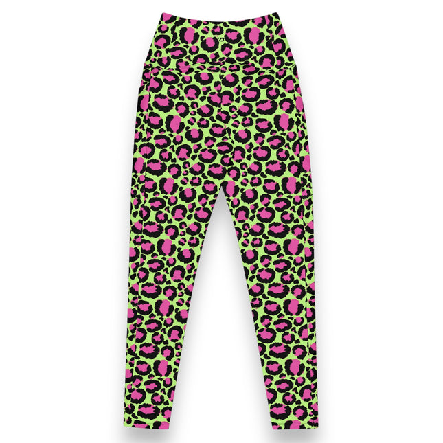 LIME ZEST LEOPARD HIGH-WAISTED LEGGINGS (Pockets)