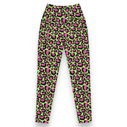 LIME ZEST LEOPARD HIGH-WAISTED LEGGINGS (Pockets)