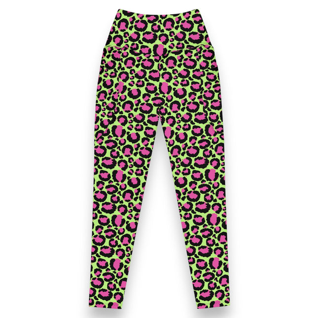 LIME ZEST LEOPARD HIGH-WAISTED LEGGINGS (Pockets)
