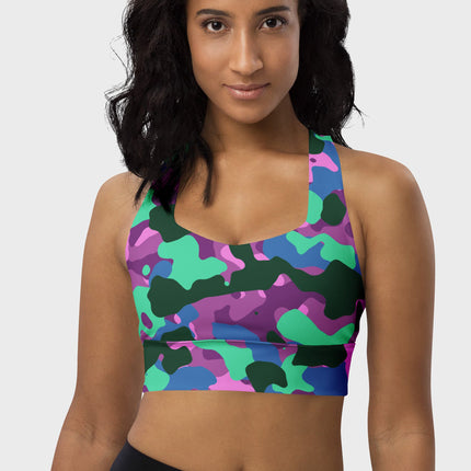 Mystic Mint Camo Longline Sports Bra