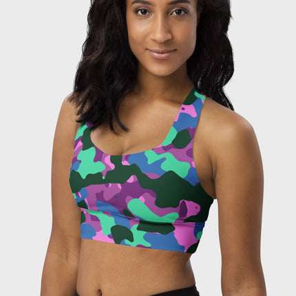 Mystic Mint Camo Longline Sports Bra