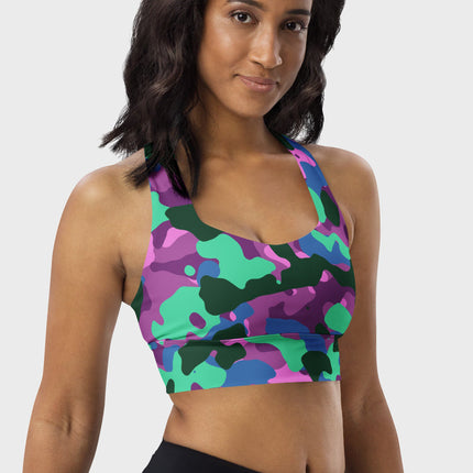Mystic Mint Camo Longline Sports Bra