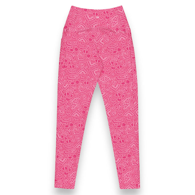 Pink Magenta Tribe High-Waisted Leggings (Pockets)