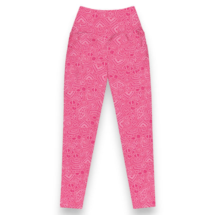 Pink Magenta Tribe High-Waisted Leggings (Pockets)
