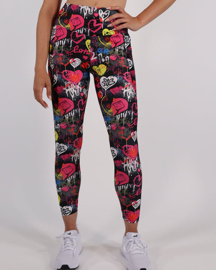 CARBONITE HEARTS GRAFFITI HIGH-WAISTED LEGGINGS (Pockets)