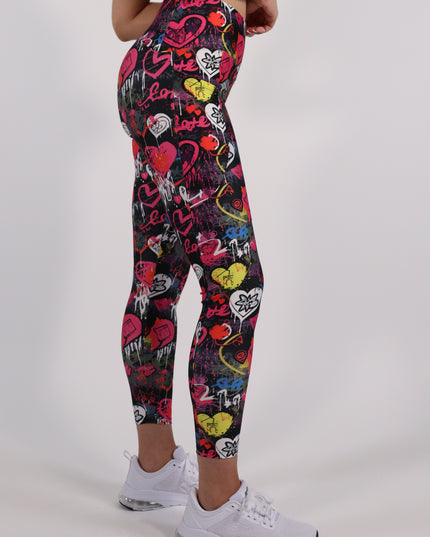 CARBONITE HEARTS GRAFFITI HIGH-WAISTED LEGGINGS (Pockets)