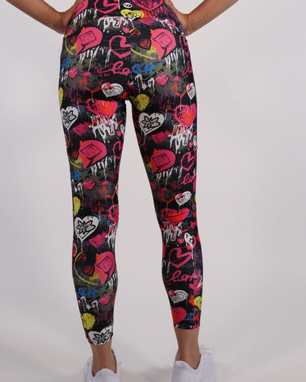 CARBONITE HEARTS GRAFFITI HIGH-WAISTED LEGGINGS (Pockets)