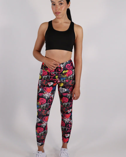 CARBONITE HEARTS GRAFFITI HIGH-WAISTED LEGGINGS (Pockets)
