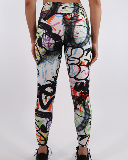 Chroma Fusion Graffiti High-Waisted Leggings (Pockets)
