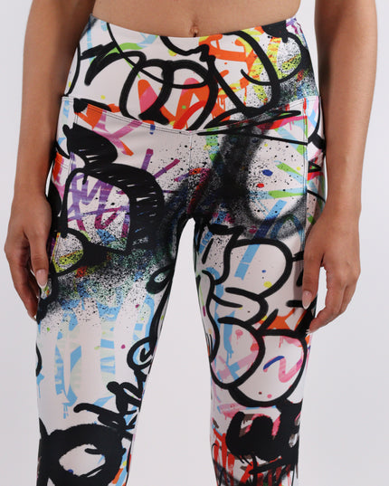 Chroma Fusion Graffiti High-Waisted Leggings (Pockets)