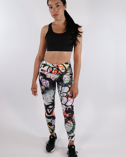 Chroma Fusion Graffiti High-Waisted Leggings (Pockets)