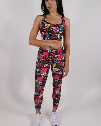 CARBONITE HEARTS GRAFFITI HIGH-WAISTED LEGGINGS (Pockets)