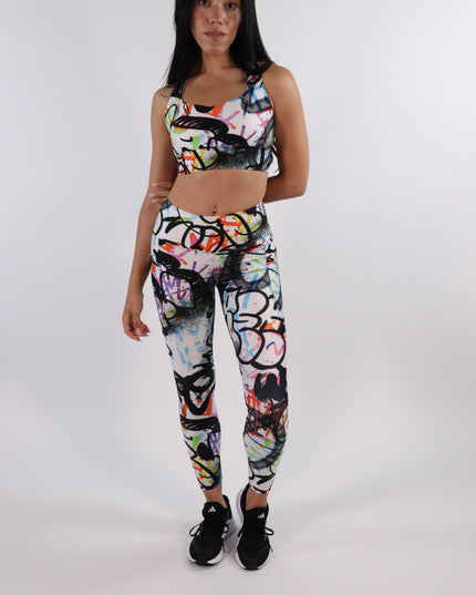 Chroma Fusion Graffiti High-Waisted Leggings (Pockets)