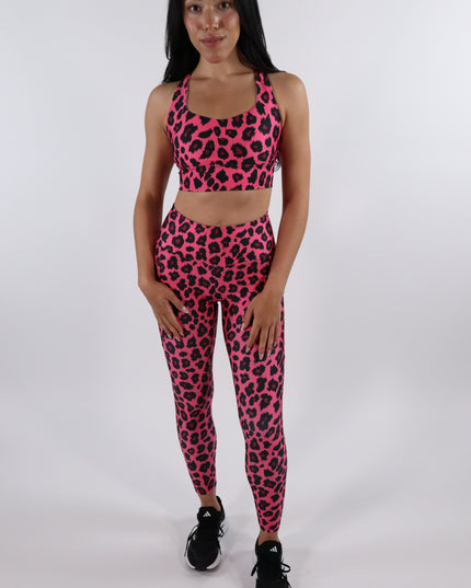 Pink Pounce Leopard High-Waisted Leggings - (Pockets)
