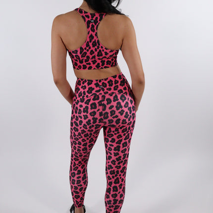 Pink Pounce Leopard Longline Sports Bra