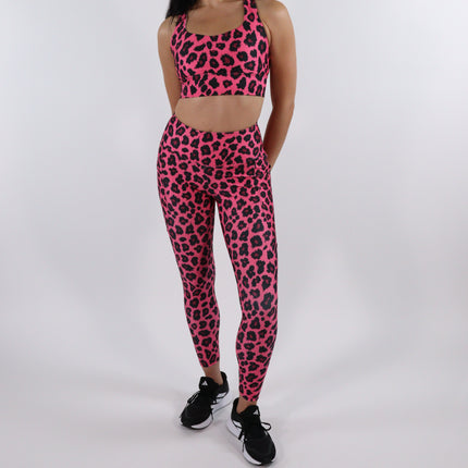 Pink Pounce Leopard Longline Sports Bra
