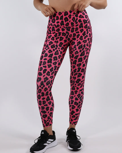 Pink Pounce Leopard High-Waisted Leggings - (Pockets)
