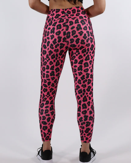 Pink Pounce Leopard High-Waisted Leggings - (Pockets)
