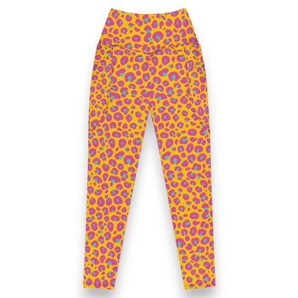 Sunset Leopard High-Waisted Yoga Leggings (Pockets)