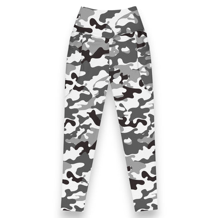 Snow White Sport Camo High-Waisted Leggings (Pockets)