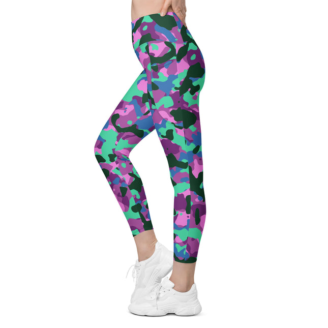 Mystic Mint Camo High-Waisted Leggings (Pockets)