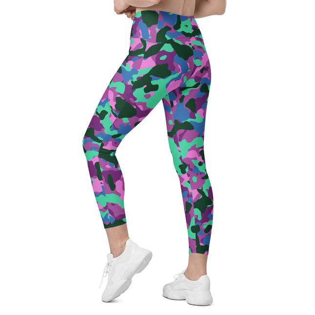 Mystic Mint Camo High-Waisted Leggings (Pockets)