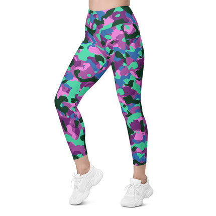 Mystic Mint Camo High-Waisted Leggings (Pockets)