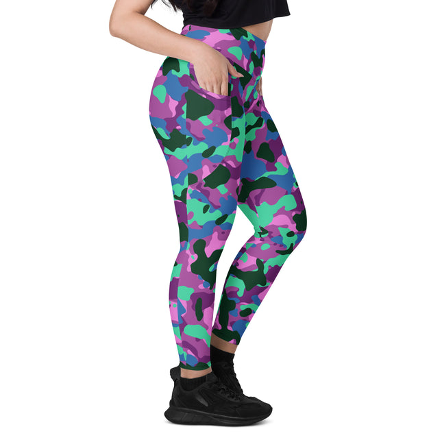 Mystic Mint Camo High-Waisted Leggings (Pockets)