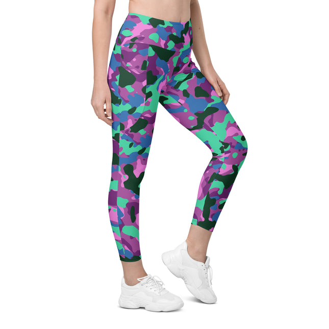 Mystic Mint Camo High-Waisted Leggings (Pockets)