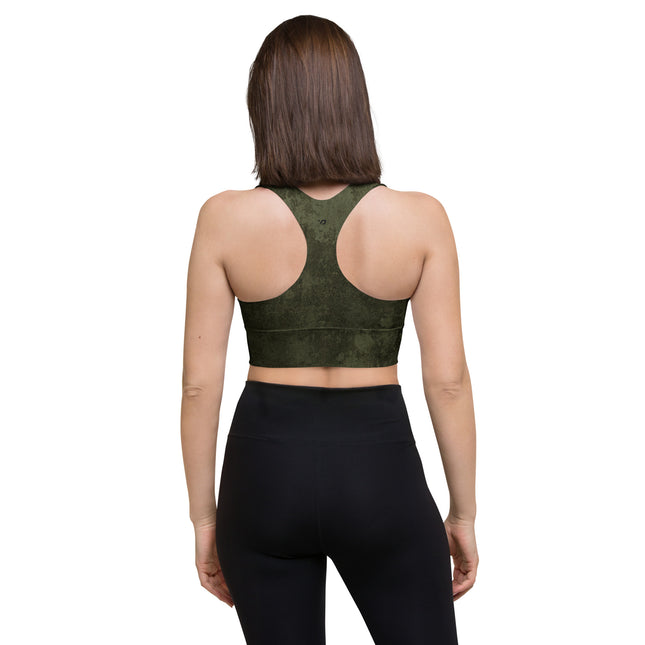 Forest Green Grunge Longline Sports Bra