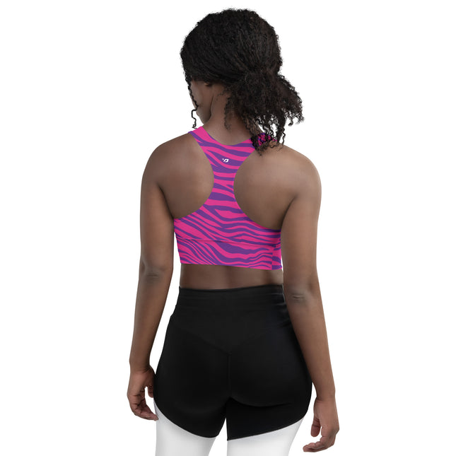 Hot Pink Stripes Longline Sports Bra