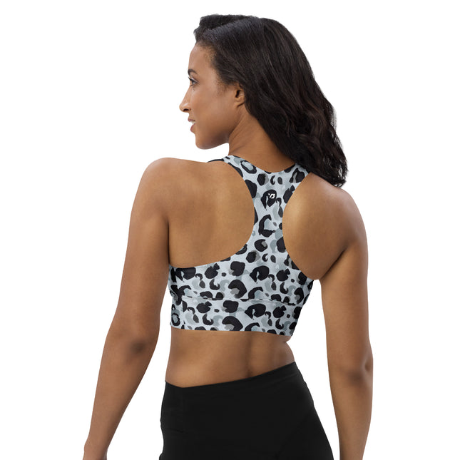 Snow Bloom Leopard Longline Sports Bra