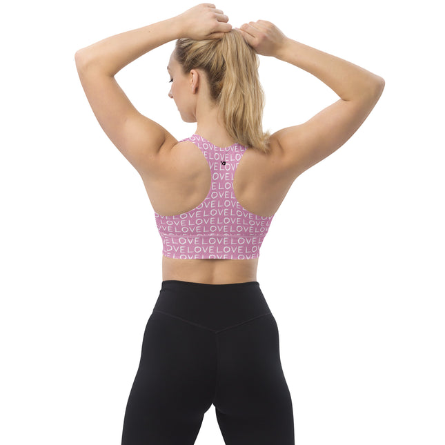 Pink Love Longline Sports Bra