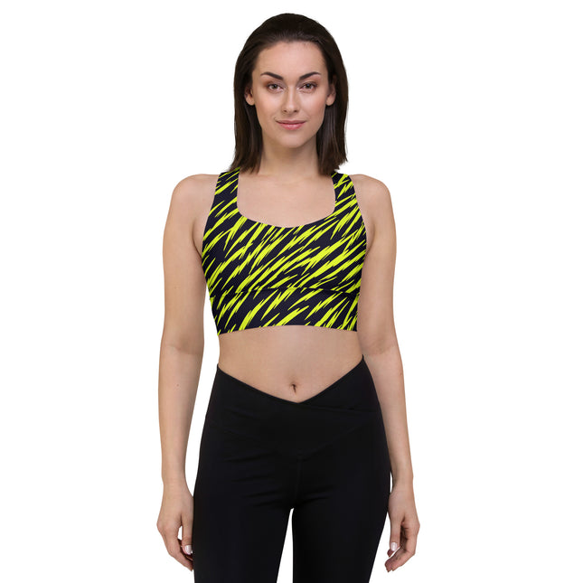 Yellow Tiger Stripes Longline Sports Bra