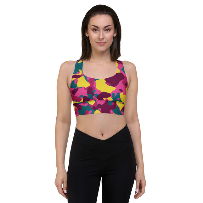 Maroon Mirage Camo Longline Sports Bra