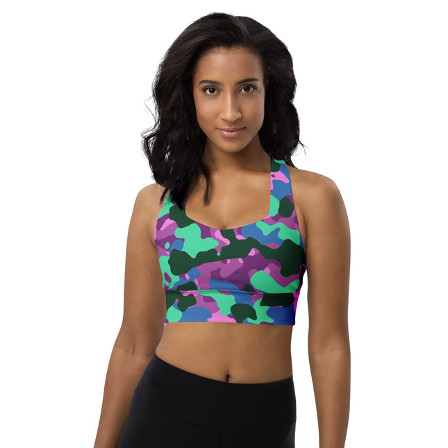 Mystic Mint Camo Longline Sports Bra