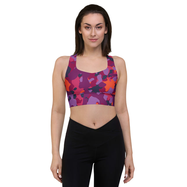 Magenta Blaze Camo Longline Sports Bra