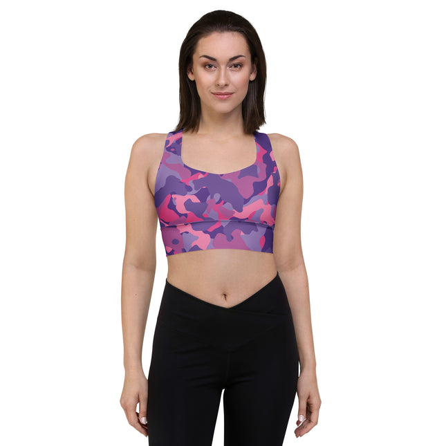 Plum Paradise Camo Longline Sports Bra