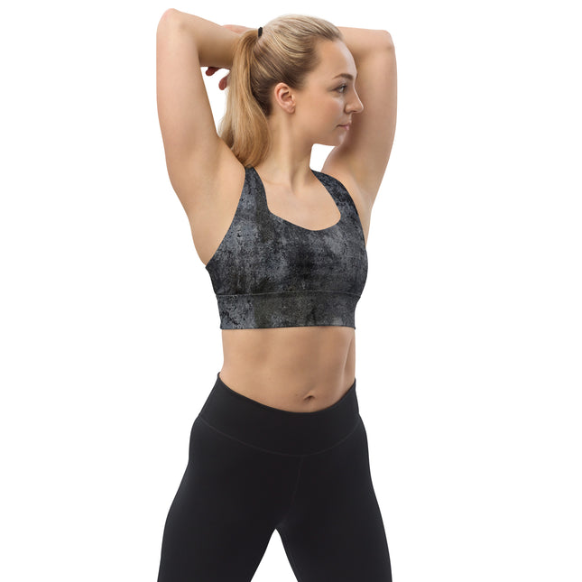 Charcoal Grunge Longline Sports Bra