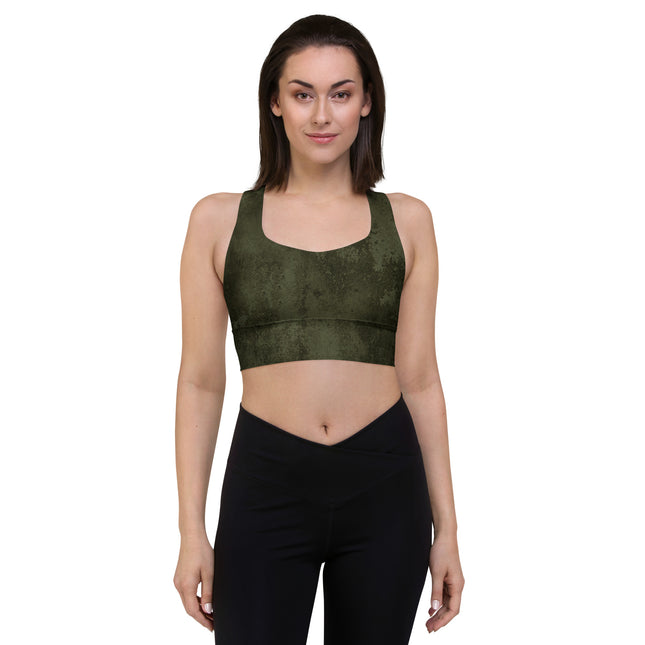 Forest Green Grunge Longline Sports Bra