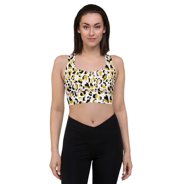 Golden Leopard Longline Sports Bra