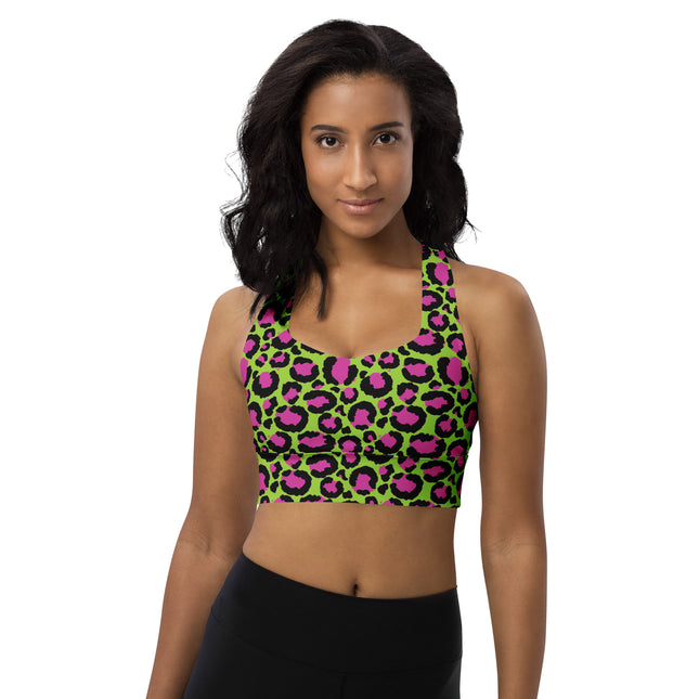 Lime Zest Leopard Longline Sports Bra