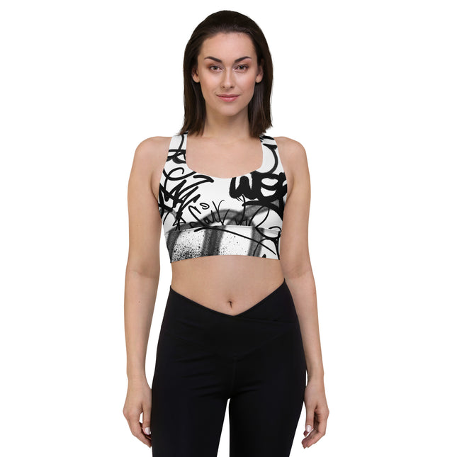 Monochrome Graffiti Longline Sports Bra