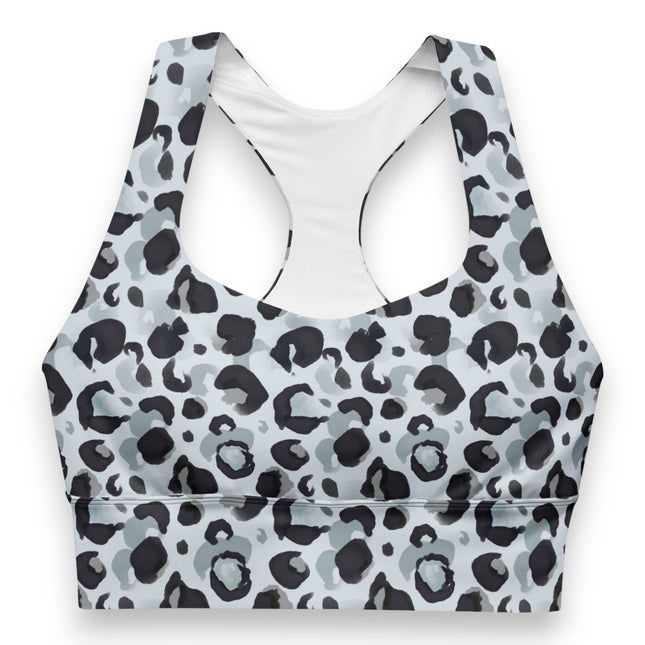 Snow Bloom Leopard Longline Sports Bra