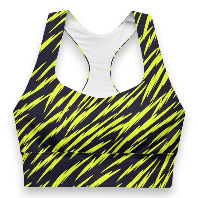 Yellow Tiger Stripes Longline Sports Bra