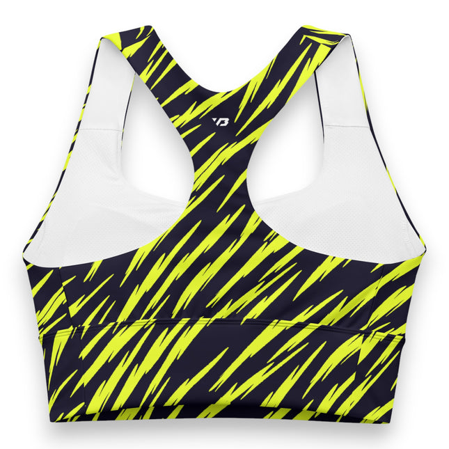 Yellow Tiger Stripes Longline Sports Bra