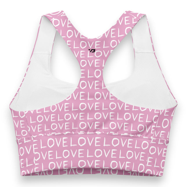 Pink Love Longline Sports Bra