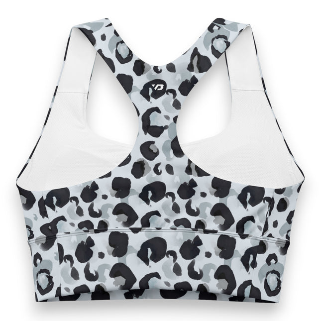 Snow Bloom Leopard Longline Sports Bra